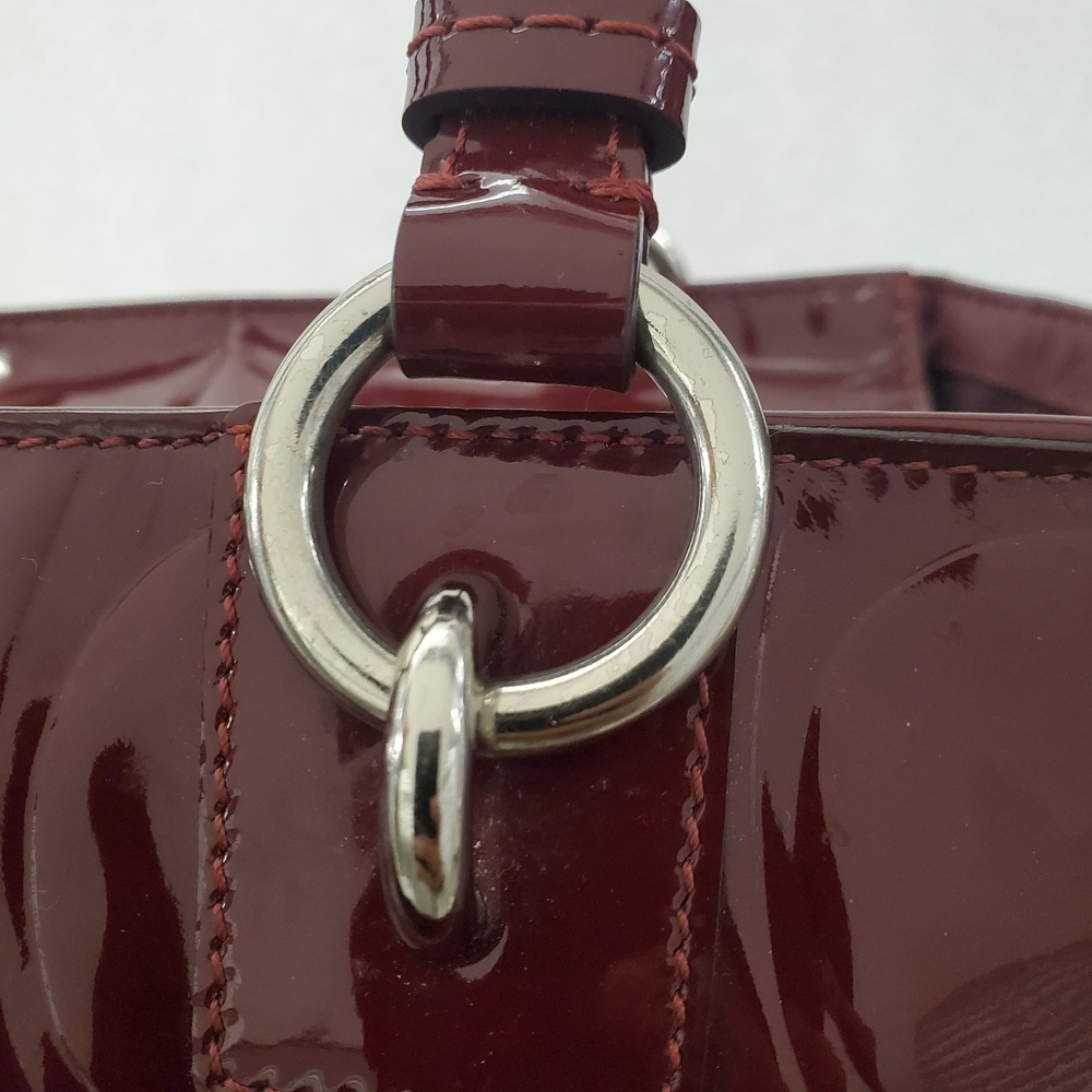 Coach Signature Garnet East West Embossed Patent Leather Carry all # F17729 - Picture 10 of 16